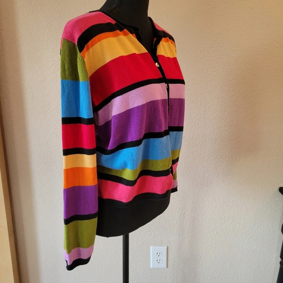 VTG MARISA CHRISTINA Colorful Dtipped Button Down Cardigan Size Large - Picture 2 of 8